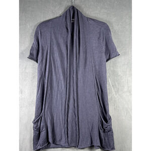 Island Company Women's 100% Linen Open Front Short Sleeve Cover Up Cardigan Sz M